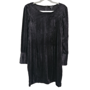 OAT New York black ribbed velvet looking mini dress size Large NWT